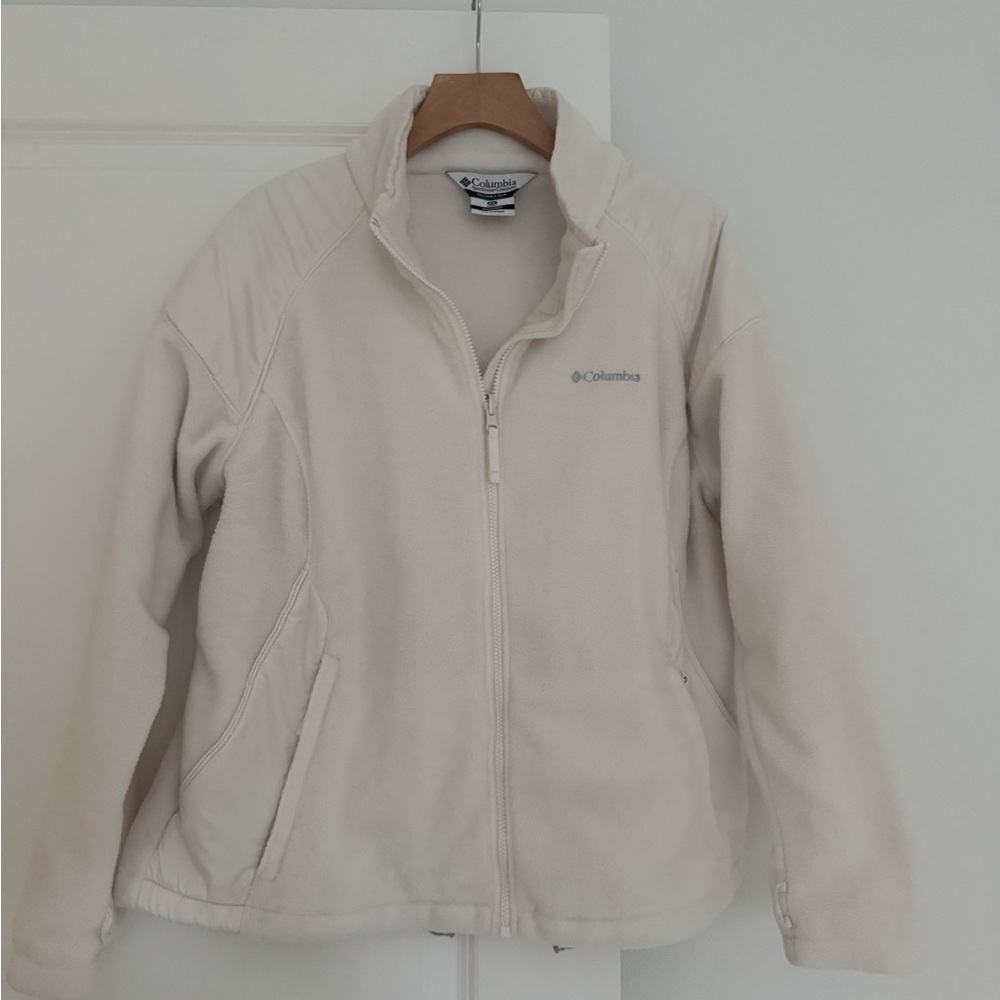 Columbia women’s ivory off white full zip fleece sweater jacket size XXL 2X